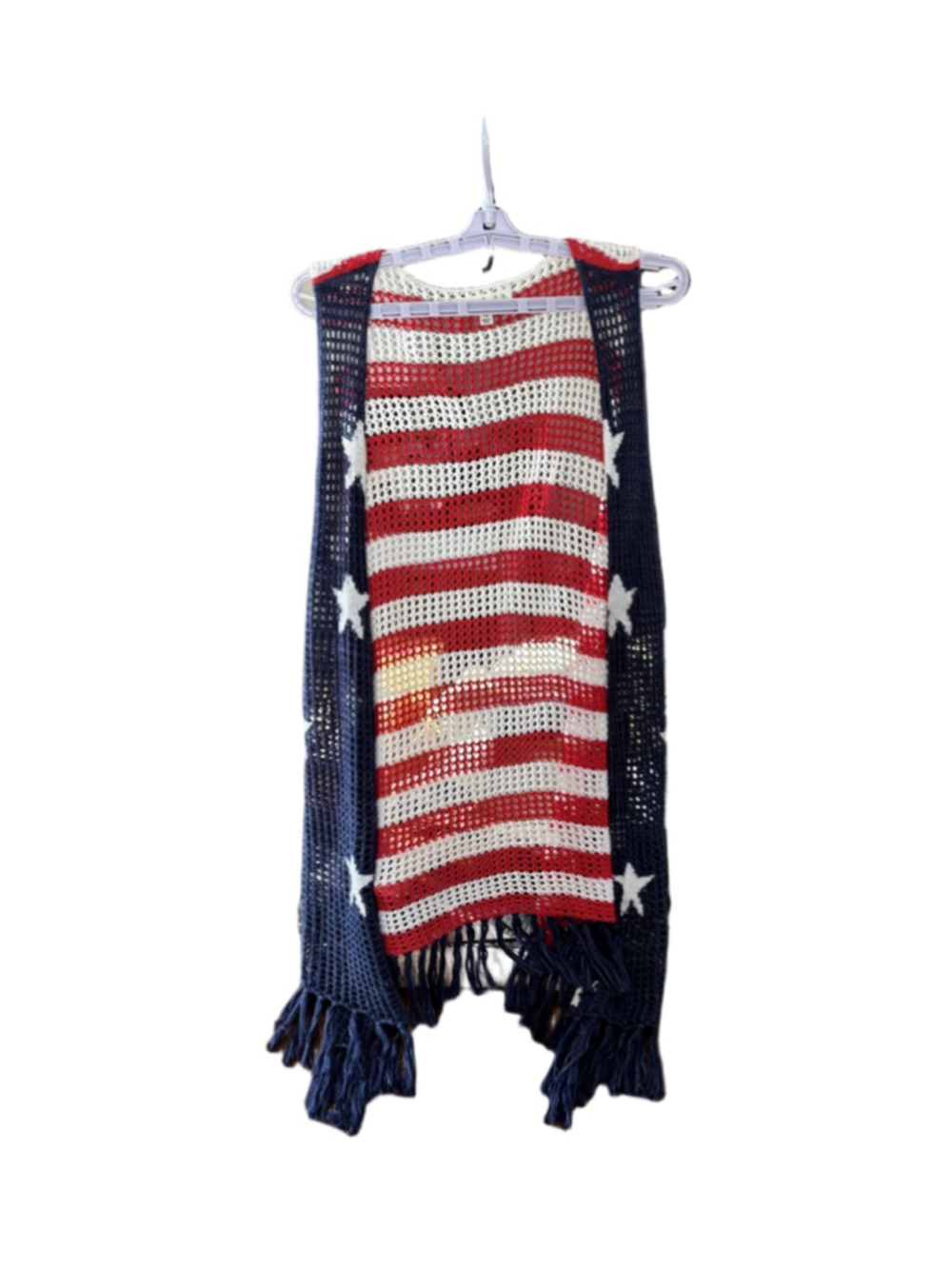 Women's Cloud Chaser Red Blue Striped Star Vest Plus 1X
